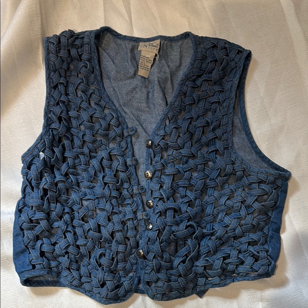 Vintage Blue Denim Button-Up Vest